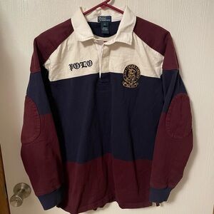 Vintage Polo Ralph Lauren Rugby Polo Shirt SZ XL (see measurements) elbow patch